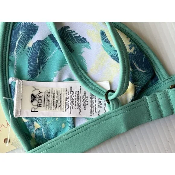Roxy Green Ready Made Reversible Fixed Tri Bikini Top Size S - Picture 3 of 8